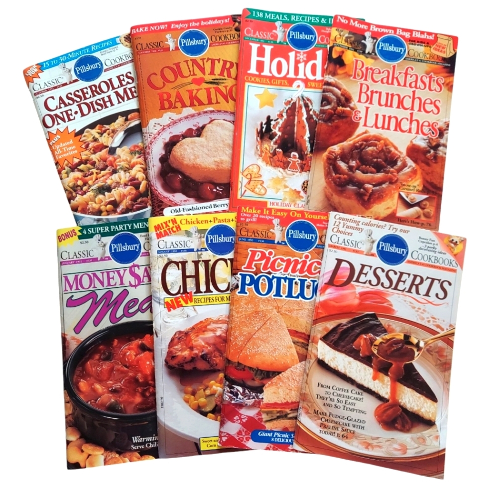 Classic Pillsbury Cookbook Magazine Collection (8) Variety Recipes Vintage 1992